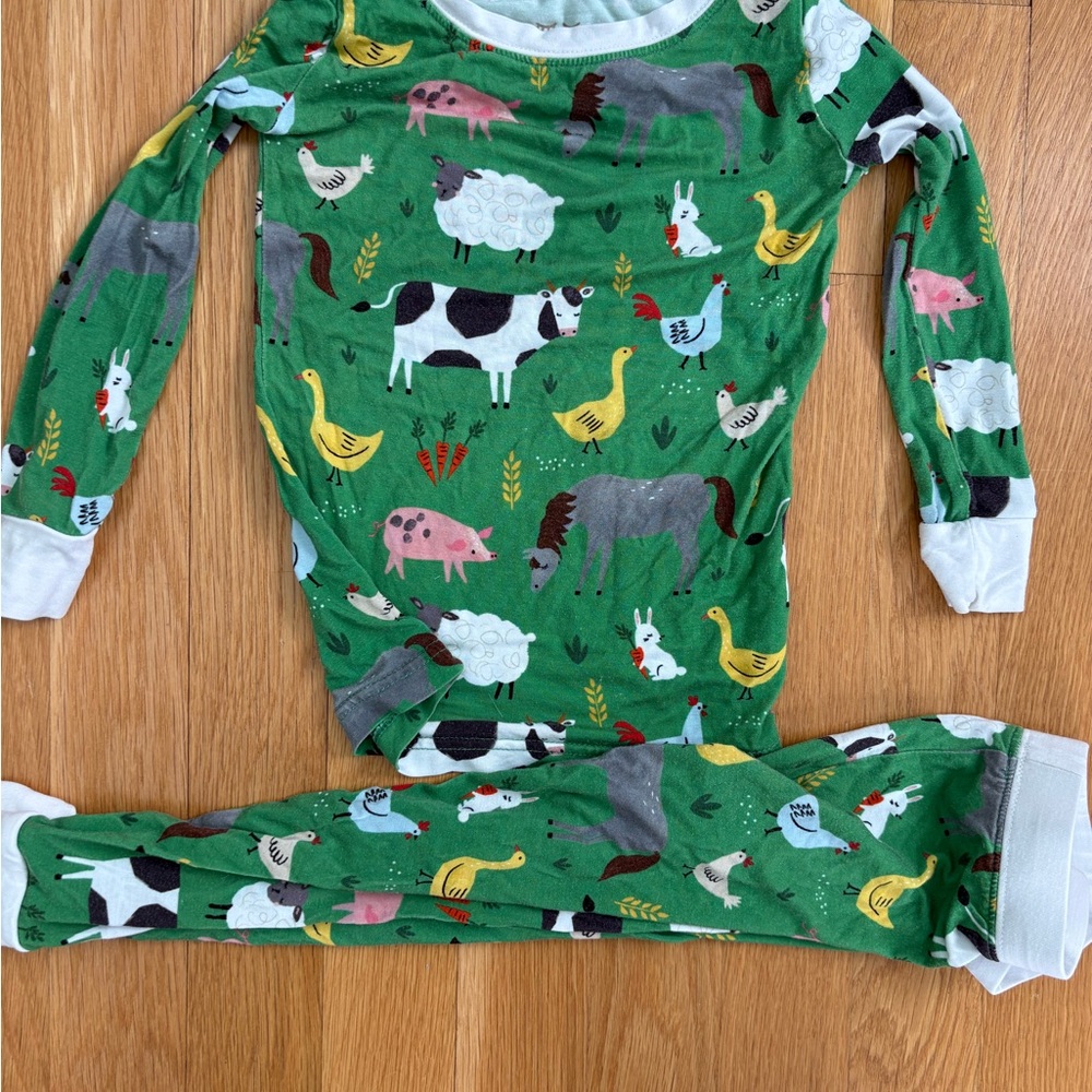Little sleepies Green Farm Animal Pajama Set